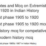 Short notes and Mcq on Extremist phase 1905 to 1920  in Indian History